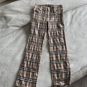 Burberry Low-Waist Plaid Flare Pants